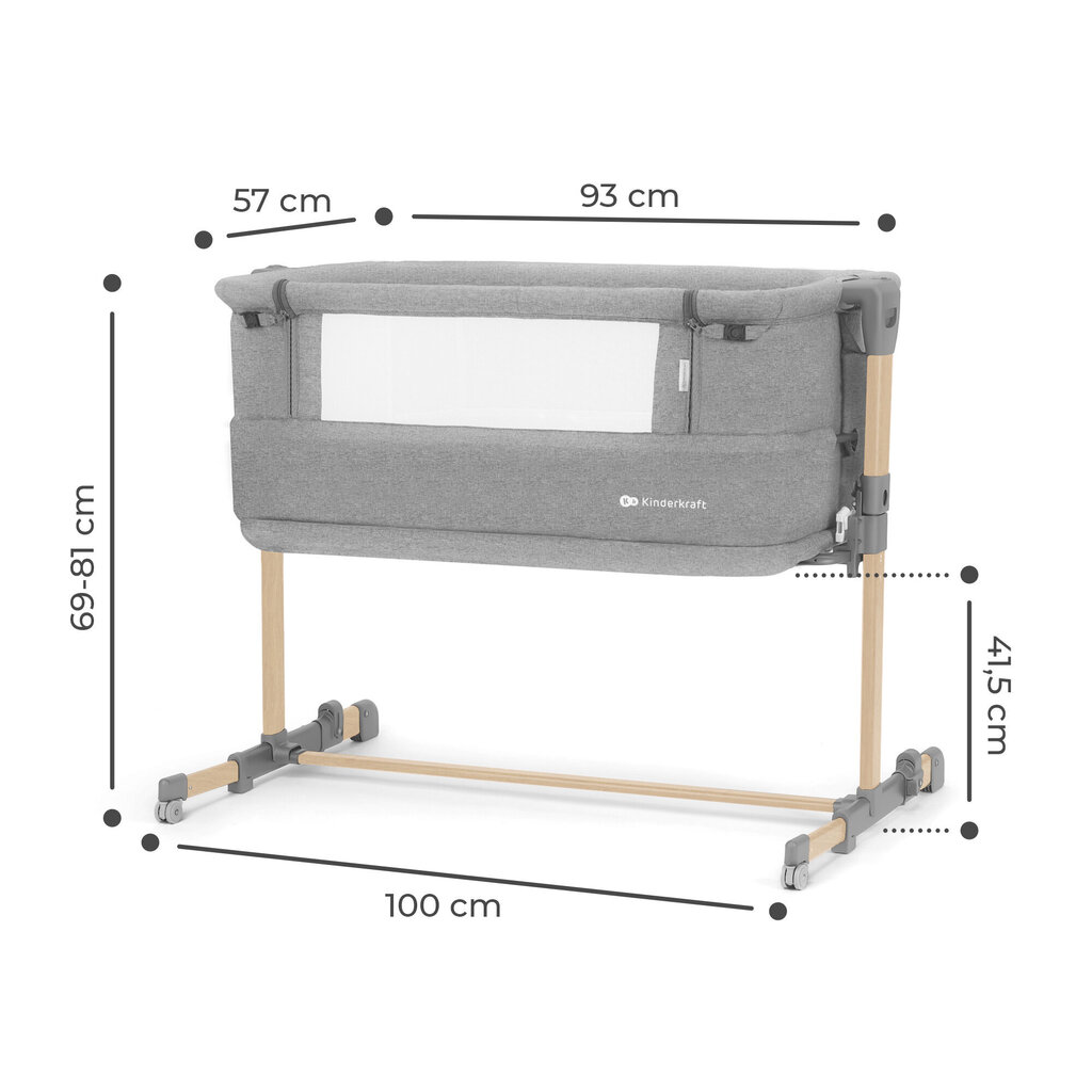 Voodi Kinderkraft Neste Grow, light grey full wood цена и информация | Reisivoodid, mänguaedikud | kaup24.ee