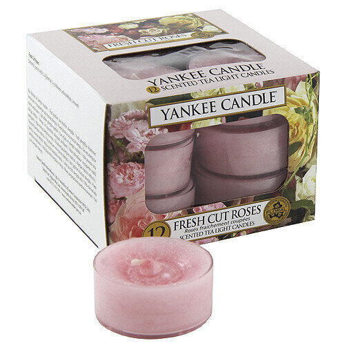 Lõhnastatud teeküünlad Yankee Candle Fresh Cut Roses, 12 x 9,8 g hind ja info | Küünlad, küünlajalad | kaup24.ee