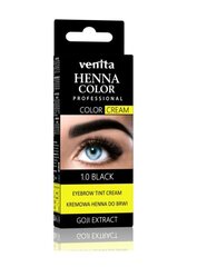 Хна для бровей и ресниц Venita Henna Color Cream 1.0 Черная, 30 г цена и информация | Карандаши, краска для бровей | kaup24.ee