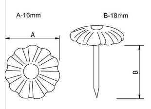 Dekoratiivnaelad 77023-L, 16*18mm, messing 50 tk. hind ja info | Muud mööblitarvikud | kaup24.ee