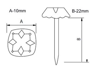 Dekoratiivnaelad 77072-L, 10*22mm, messing 39 tk. hind ja info | Muud mööblitarvikud | kaup24.ee