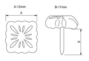 Dekoratiivnaelad 77091-L, 15*15mm, messing, 50 tk. hind ja info | Muud mööblitarvikud | kaup24.ee