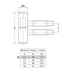 Pöidla hinge 20B, 11mm, messing, 4 tk. hind ja info | Ukse hinged, tarvikud | kaup24.ee