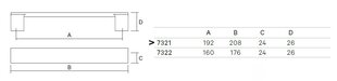 Käepide 7321-021, 192mm, alumiinium, 4 tk. hind ja info | Mööbli käepidemed | kaup24.ee