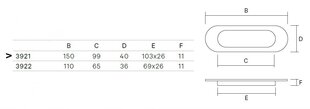 Lükanduste käepide 3921-400, 150mm, kroomitud, 4 tk. hind ja info | Ukselingid | kaup24.ee