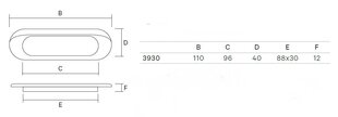 Lükanduste käepide 3930-413, 110mm, kroomitud+värvitud, 4 tk. hind ja info | Ukselingid | kaup24.ee