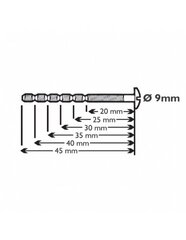 Kruvi käepidemetele M-45, 9*45mm, bikroom, purunev, 30 tk. цена и информация | Другие принадлежности для мебели | kaup24.ee