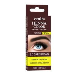 Хна для бровей и ресниц Venita Henna Color Cream, 3.0 Dark Brown, 30г цена и информация | Карандаши, краска для бровей | kaup24.ee