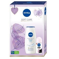 Набор Nivea: Гель для душа Soft Care, 250 мл + шариковый антиперспирант Black & White, 50 мл цена и информация | Масла, гели для душа | kaup24.ee