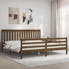 vidaXL voodiraam peatsiga, meepruun, 200 x 200 cm, täispuit hind ja info | Voodid | kaup24.ee