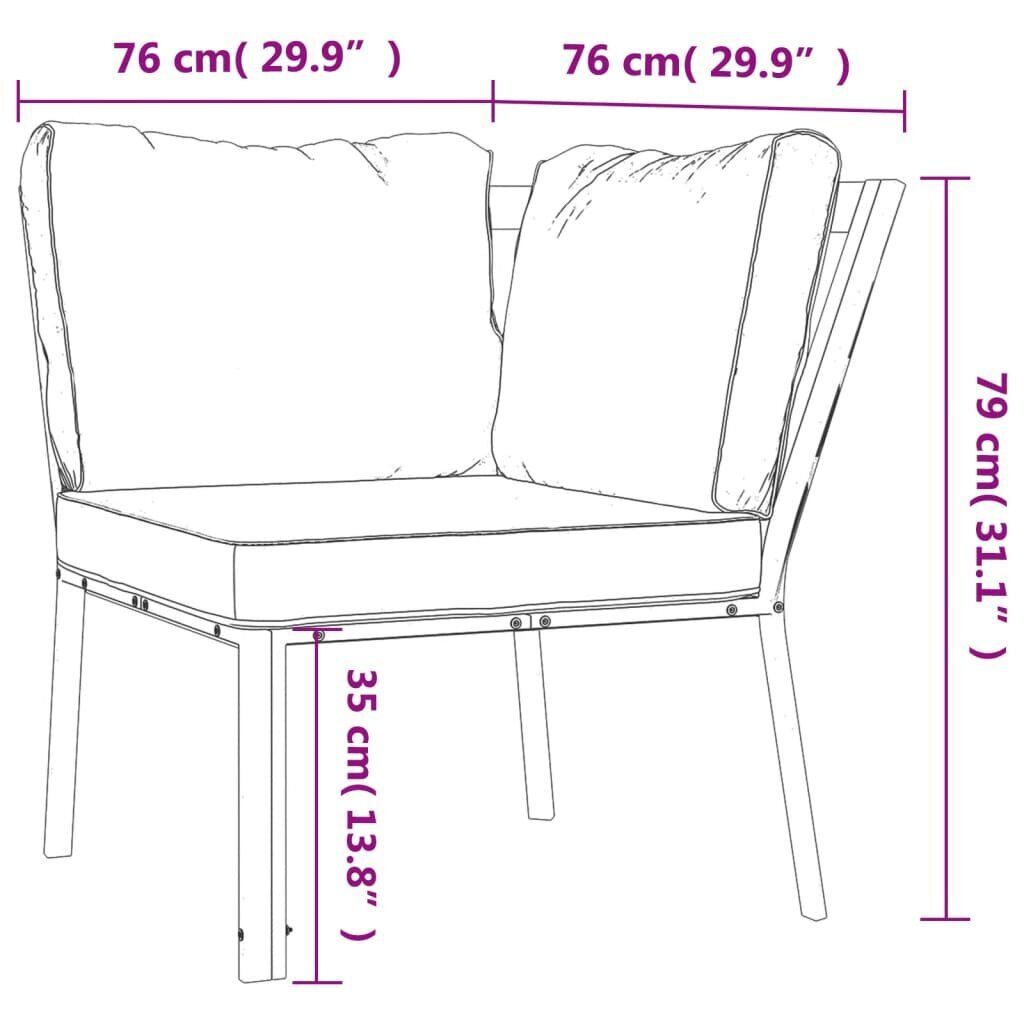 vidaXL aiatool hallide patjadega, 76 x 76 x 79 cm, teras цена и информация | Aiatoolid | kaup24.ee