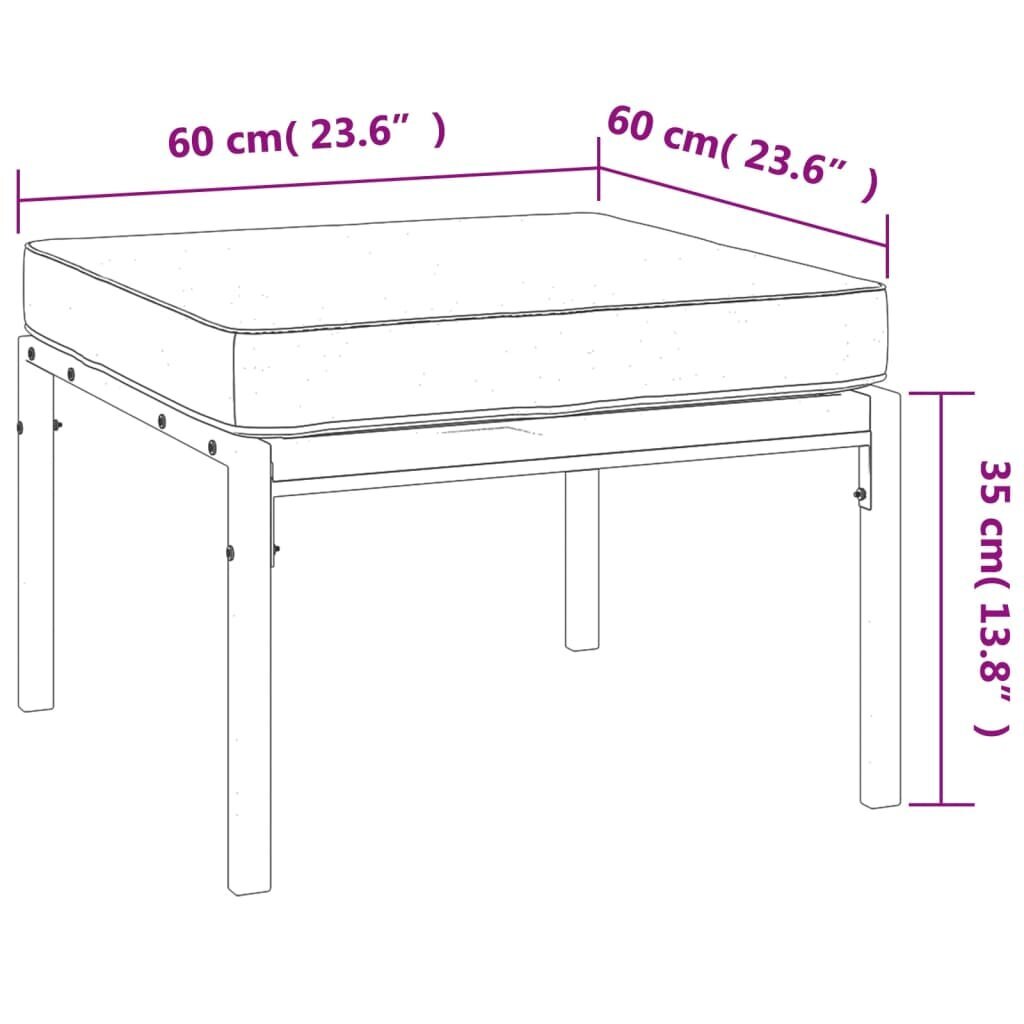 vidaXL aia jalapingid hallide patjadega, 2 tk, 60x60x35 cm, teras hind ja info | Aiatoolid | kaup24.ee