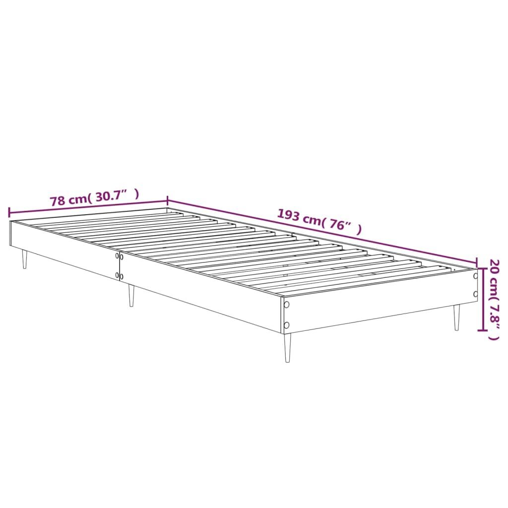 vidaXL voodiraam, hall Sonoma tamm, 75x190 cm, tehispuit hind ja info | Voodid | kaup24.ee