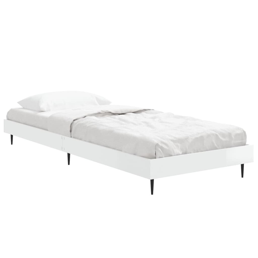 vidaXL voodiraam, kõrgläikega valge, 75x190 cm, tehispuit цена и информация | Voodid | kaup24.ee