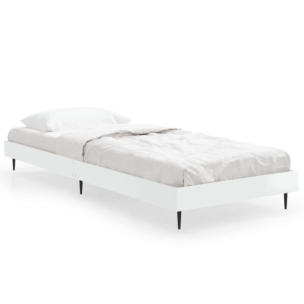 vidaXL voodiraam, kõrgläikega valge, 75x190 cm, tehispuit цена и информация | Voodid | kaup24.ee