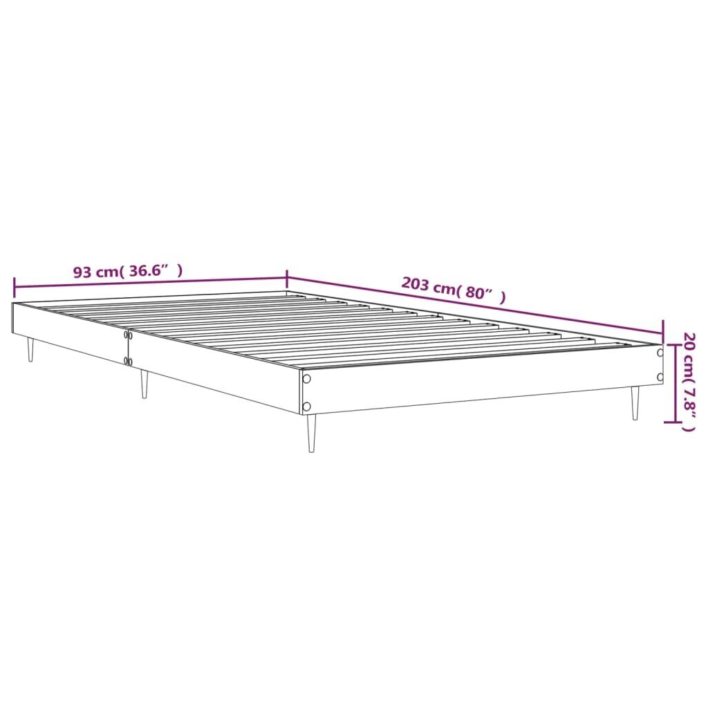 vidaXL voodiraam, kõrgläikega valge, 90 x 200 cm, tehispuit hind ja info | Voodid | kaup24.ee
