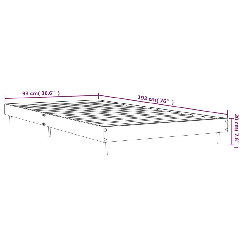 vidaXL voodiraam, valge, 90 x 190 cm, teras ja tehispuit hind ja info | Voodid | kaup24.ee