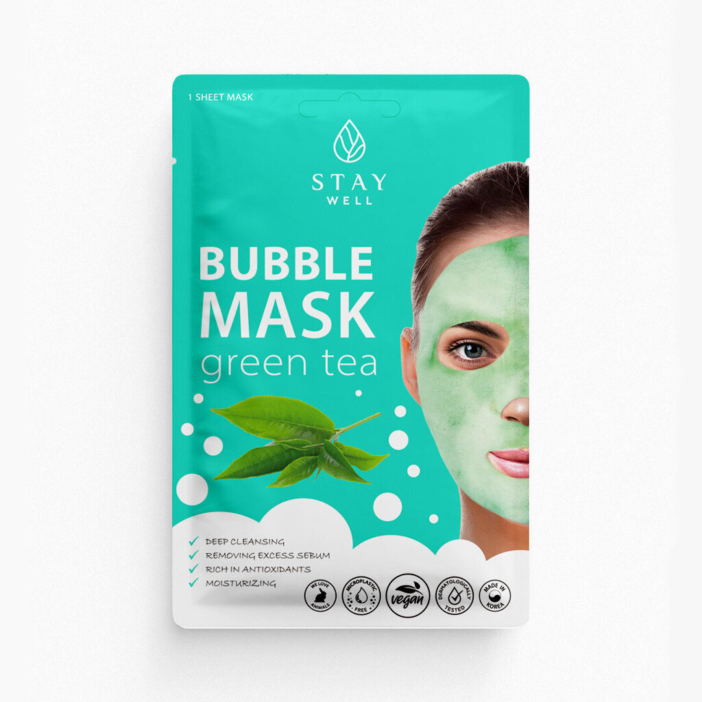 Sügavpuhastav näomask Stay Well Deep Cleansing Bubble Mask Grean Tea, 20g hind ja info | Näomaskid, silmamaskid | kaup24.ee
