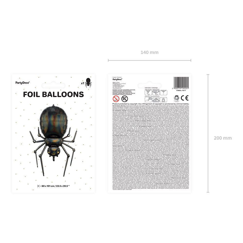 Fooliumist õhupall Must ämblik, must цена и информация | Õhupallid | kaup24.ee