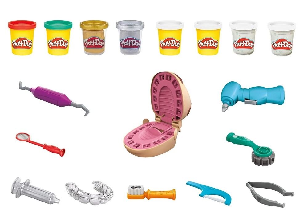 Plastiliinikomplekt Hambaarst Play-Doh Drill 'n Täitke hambaarst цена и информация | Imikute mänguasjad | kaup24.ee