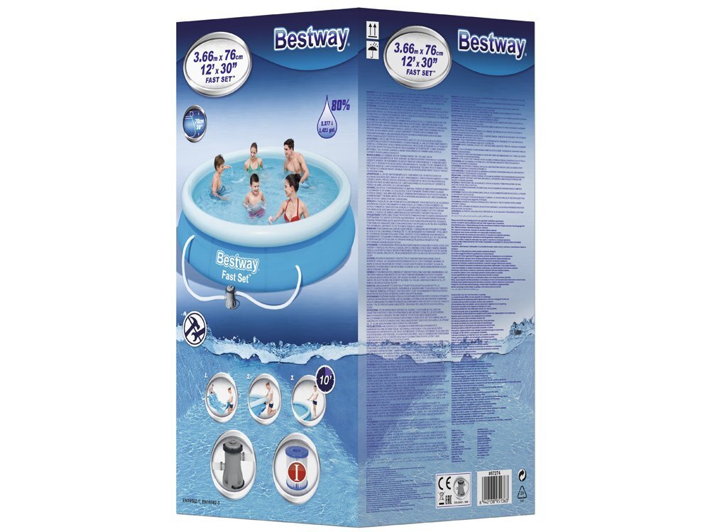 Täispuhutav bassein lastele 366x76cm, Bestway hind ja info | Basseinid | kaup24.ee