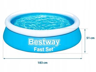 Ujumisbassein 183x51cm, Bestway Fast Set, ilma filtrita цена и информация | Бассейны | kaup24.ee