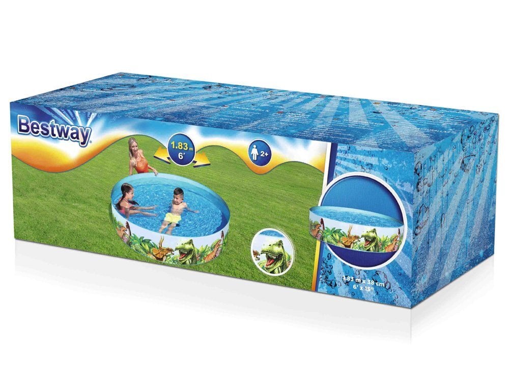 Täispuhutav bassein lastele, Bestway Dinosaur Fill N Fun bassein, 183x38cm, ilma filtrita hind ja info | Basseinid | kaup24.ee