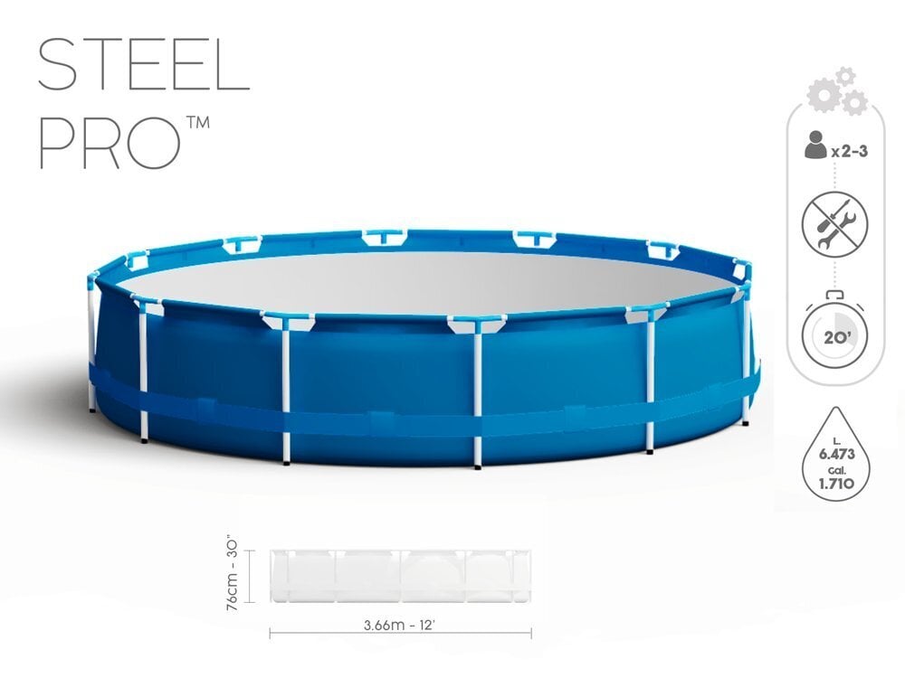 Raam bassein 366 x 76 cm, koos filtriga, Bestway Steel Pro hind ja info | Basseinid | kaup24.ee