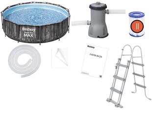 Ujumisbassein, 366 x 100 cm, filtriga, Bestway Steel Pro MAX hind ja info | Basseinid | kaup24.ee