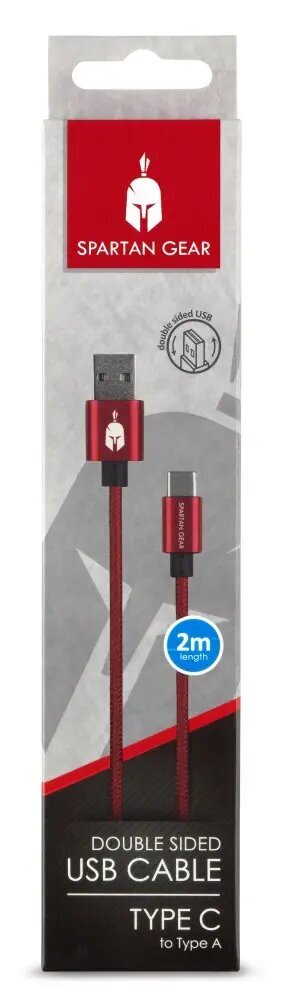 Spartan Gear - Kahepoolne USB kaabel (Type C) (pikkus: 2m - Ühildub Playstation 5, Xbox Series X/S, tahvelarvuti, mobiilne) (värv: Punane) hind ja info | Kaablid ja juhtmed | kaup24.ee