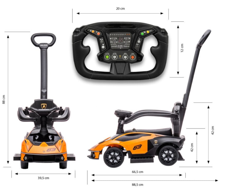 Pealeistutav auto ja lükatav auto, Lamborghini the Essenza SCV12, värv: oranž/must hind ja info | Imikute mänguasjad | kaup24.ee