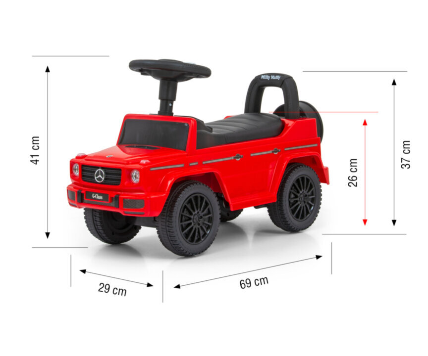 Pealeistutav auto, Mercedes G350d, värv: must/punane hind ja info | Imikute mänguasjad | kaup24.ee