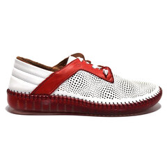 Кожаные туфли Manitu 247334, белые / красные цена и информация | Женские туфли | kaup24.ee