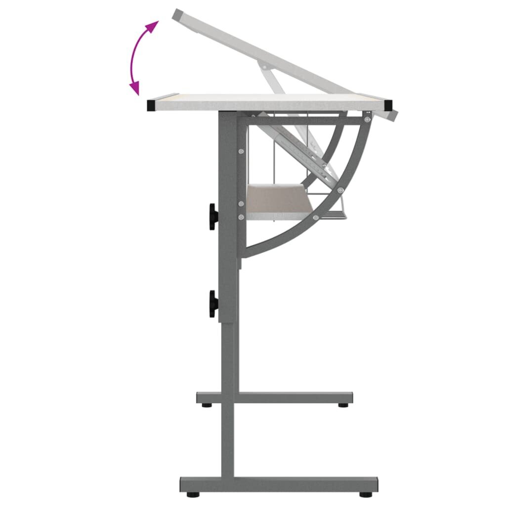 vidaXL käsitöölaud, valge ja hall, 110x53x(58-87) cm, tehispuit/teras hind ja info | Arvutilauad, kirjutuslauad | kaup24.ee