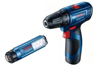 ДРЕЛЬ BOSCH DRILL 12V 30/14Nm 2x2.0Ah LI-ION CASE GSR 120-LI + GLI 12V-300 цена и информация | Шуруповерты, дрели | kaup24.ee