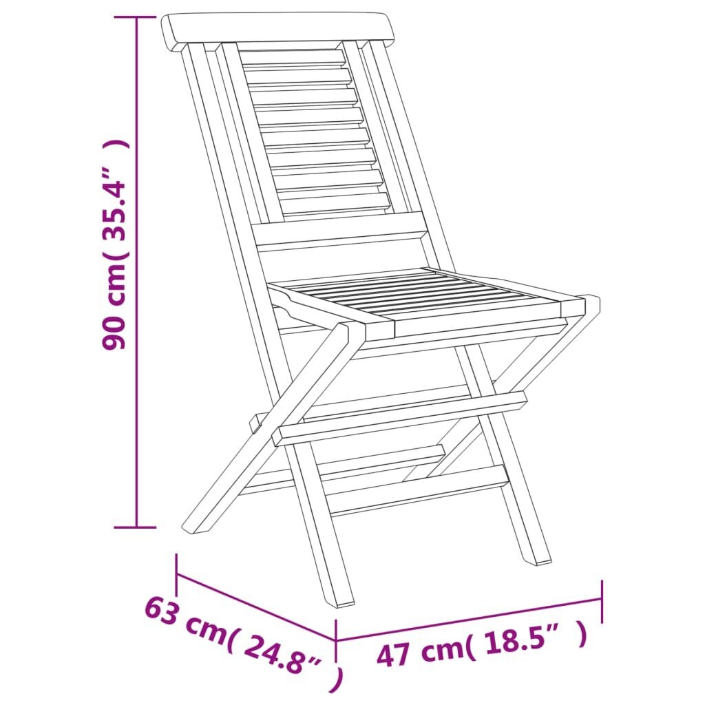 vidaXL kokkupandavad aiatoolid 6 tk, 47 x 63 x 90 cm, tiikpuu цена и информация | Aiatoolid | kaup24.ee