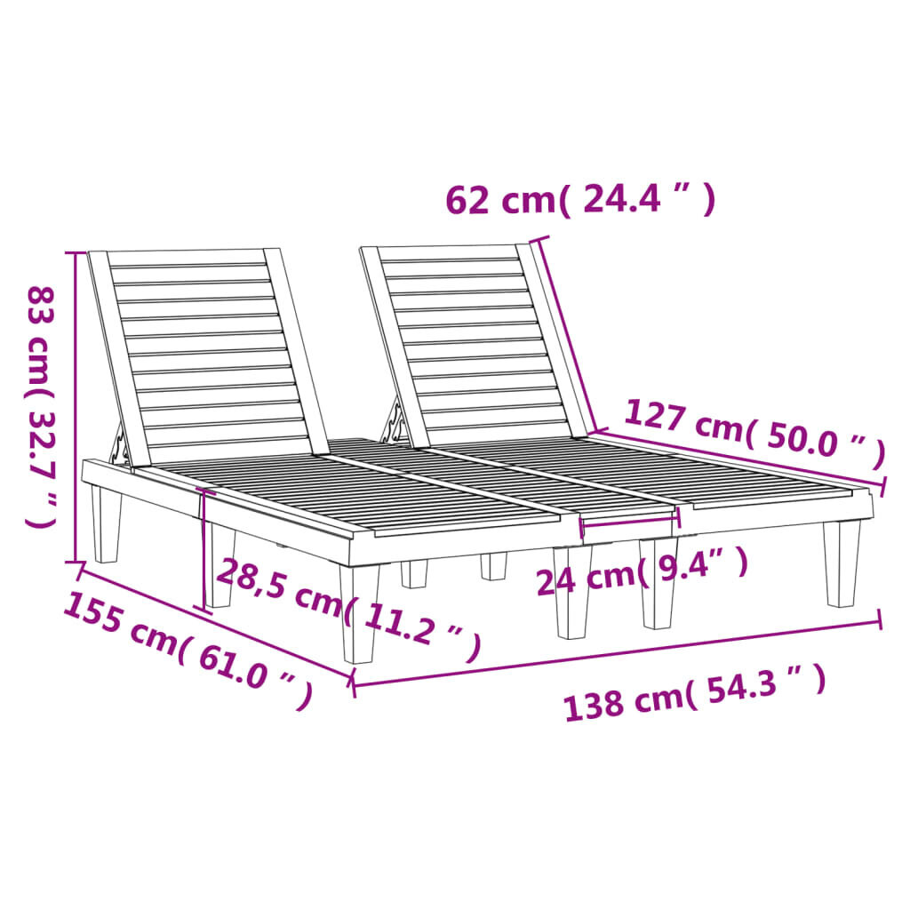 vidaXL kahekohaline päevitusvoodi, helepruun, 155 x 138 x 83 cm, PP hind ja info | Päevitustoolid | kaup24.ee