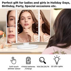 Косметическое зеркало с LED подсветкой для макияжа Verk Group, белое цена и информация | Косметички, косметические зеркала | kaup24.ee