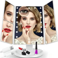 LED-valgustusega kosmeetikapeegel, valge цена и информация | Косметички, косметические зеркала | kaup24.ee