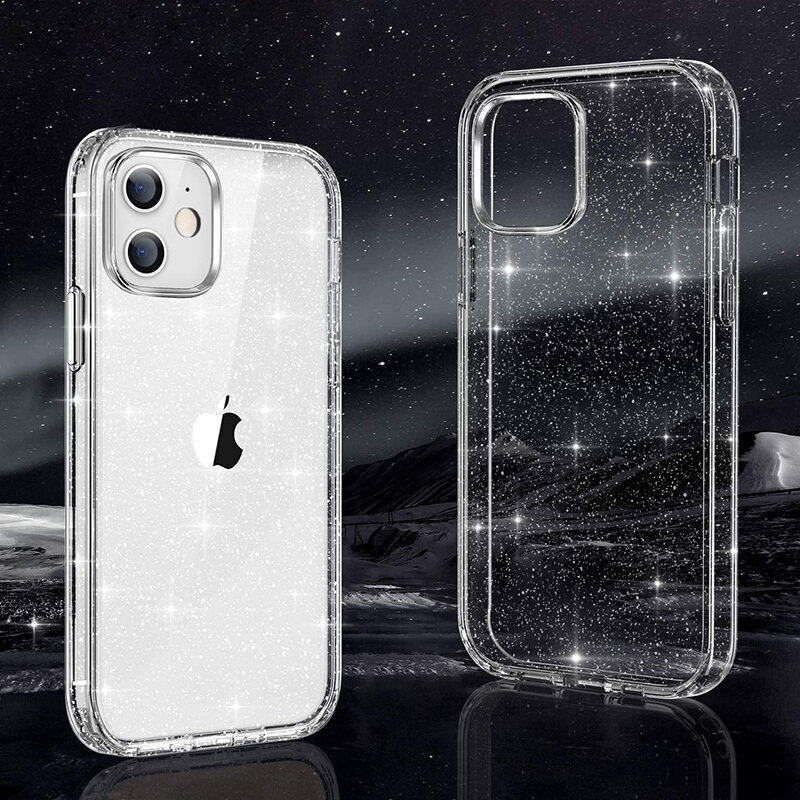 Telefoniümbris Crystal Glitter iPhone 14 Pro, läbipaistev hind ja info | Telefoni kaaned, ümbrised | kaup24.ee