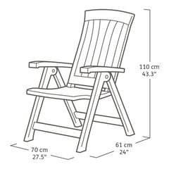 Keter allalastava seljatoega aiatoolid "Corsica" 2 tk, pruun цена и информация | Садовые стулья, кресла, пуфы | kaup24.ee