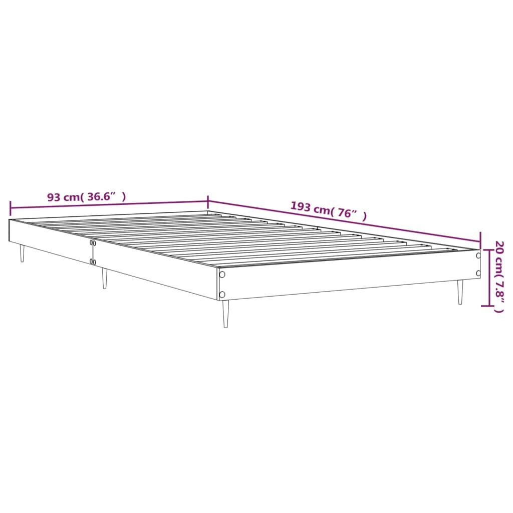 vidaXL voodiraam, suitsutatud tamm, 90x190 cm, tehispuit hind ja info | Voodid | kaup24.ee