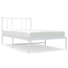 vidaXL metallist voodiraam peatsiga, valge, 90 x 200 cm hind ja info | Voodid | kaup24.ee