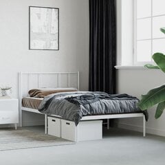 vidaXL metallist voodiraam peatsiga, valge, 90 x 200 cm hind ja info | Voodid | kaup24.ee