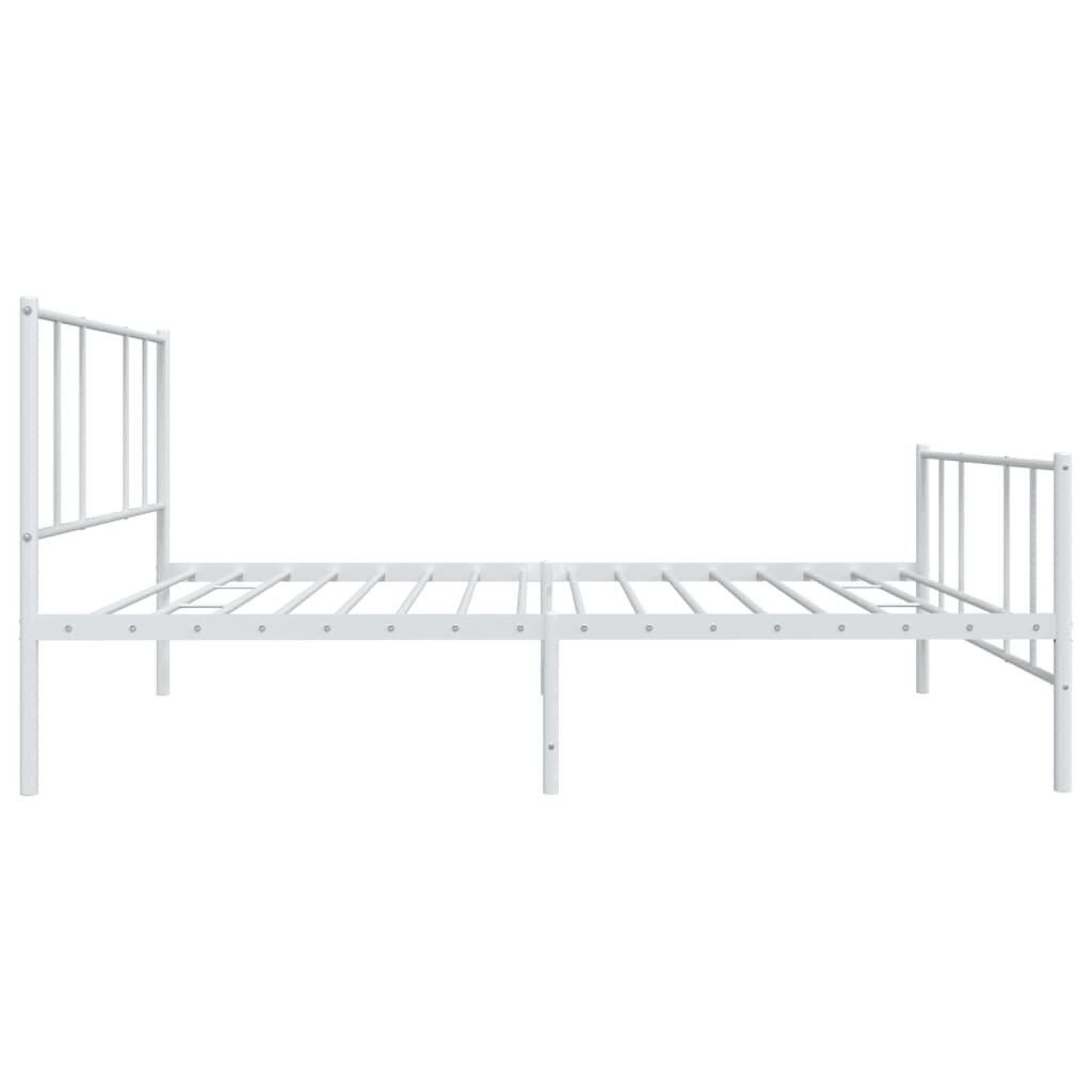 vidaXL metallist voodiraam peatsi ja jalutsiga, valge, 90 x 200 cm hind ja info | Voodid | kaup24.ee