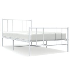 vidaXL metallist voodiraam peatsi ja jalutsiga, valge, 90 x 200 cm hind ja info | Voodid | kaup24.ee