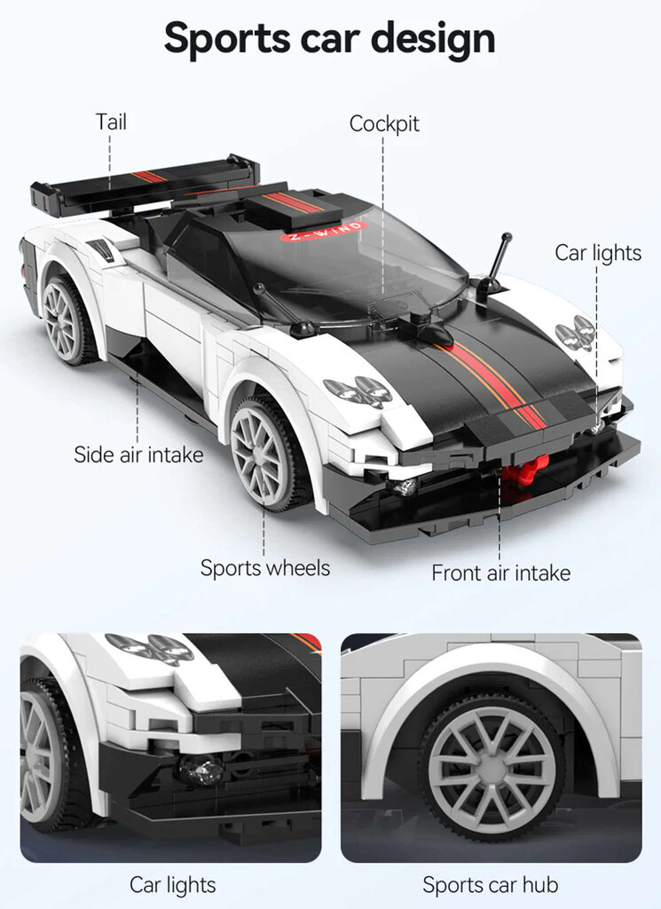 Konstruktor kaugjuhitav sportauto Constructor CaDA Z-Wind 258 tk RC hind ja info | Klotsid ja konstruktorid | kaup24.ee