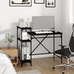 vidaXL riiulitega kirjutuslaud, must, 105 x 50 x 90 cm, tehispuit/raud hind ja info | Arvutilauad, kirjutuslauad | kaup24.ee