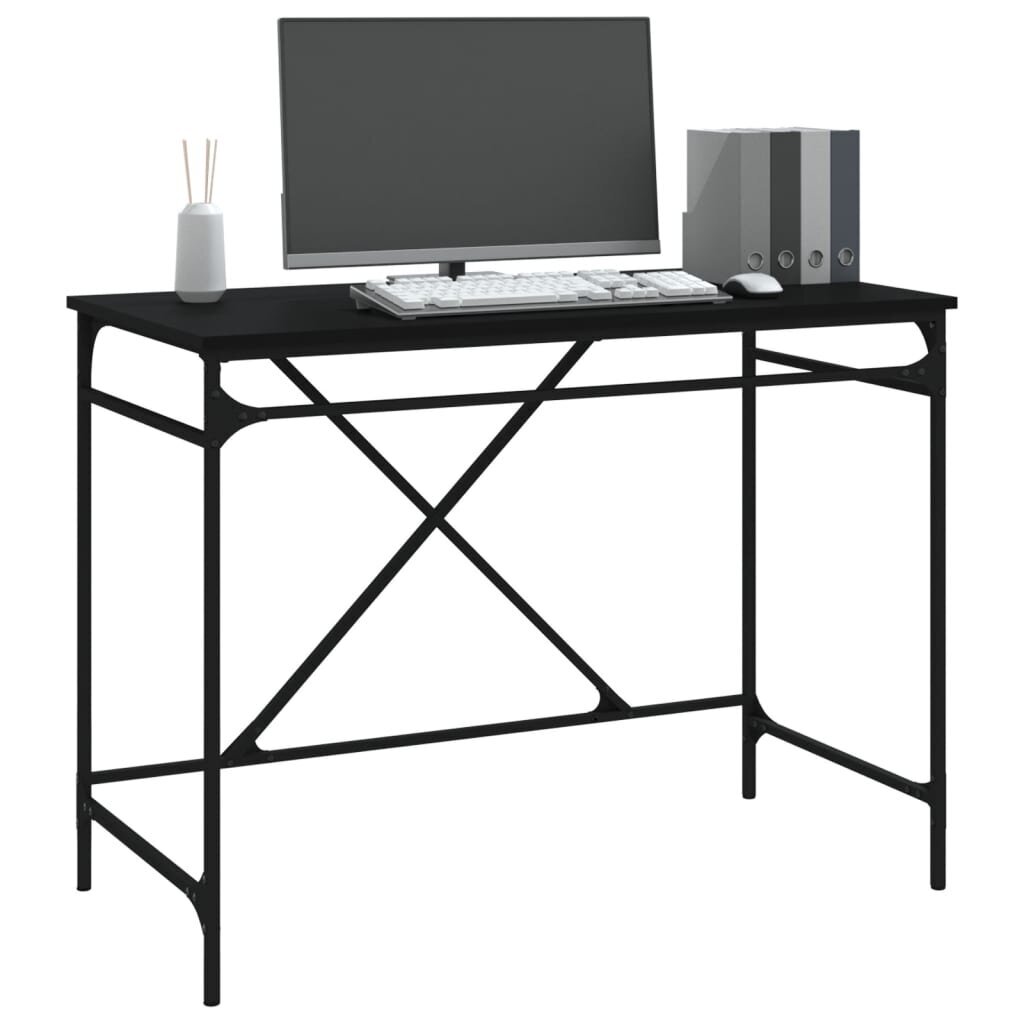 vidaXL kirjutuslaud, must, 100 x 50 x 75 cm, tehispuit ja raud hind ja info | Arvutilauad, kirjutuslauad | kaup24.ee