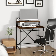 vidaXL kirjutuslaud, pruun tamm, 80x50x90 cm, tehispuit ja raud hind ja info | Arvutilauad, kirjutuslauad | kaup24.ee